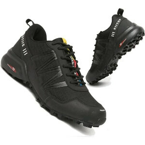 Mens Black Waterproof Walking Hiking Running Non-Slip All-Terrain  Shoes